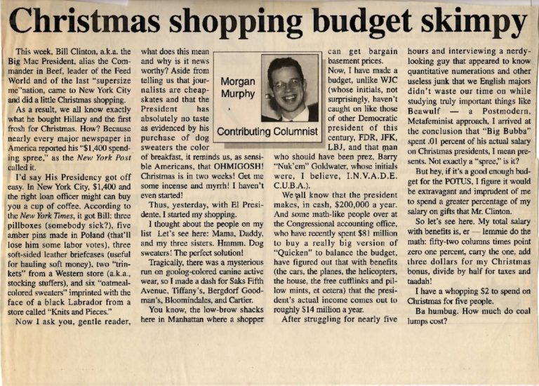 Christmas shopping budget skimpy