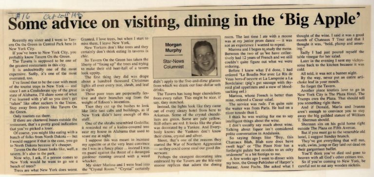 Some advice on visiting, dining in the ‘Big Apple’