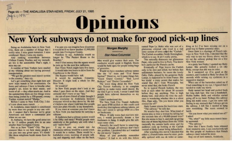 New York subways do not make for good pick-up lines