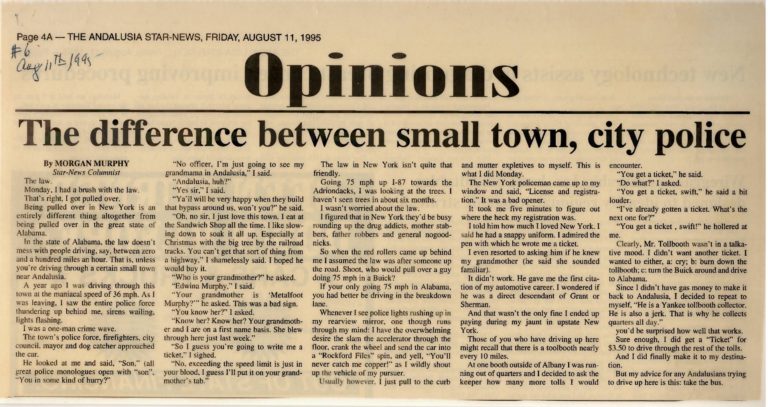 The difference between the small town, city police