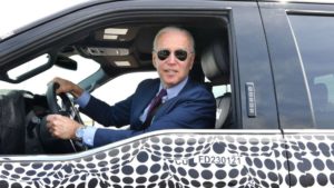 Joe Biden in an F-150 Ford